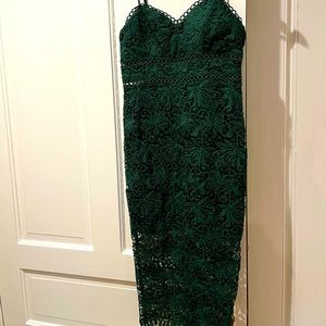 Style state dark green lace cocktail dress size medium